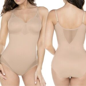 NWT Miraclesuit Sheer Shaping Bodysuit Sexy Bodybriefer in Nude #2783 Size 38D